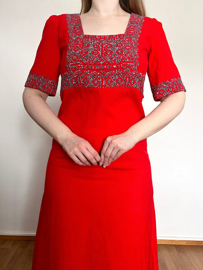 70s Arola red maxi dress, Size S
