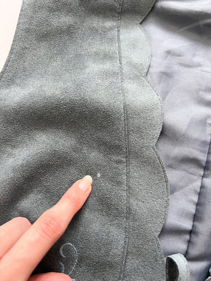 70s blue suede vest, Size M