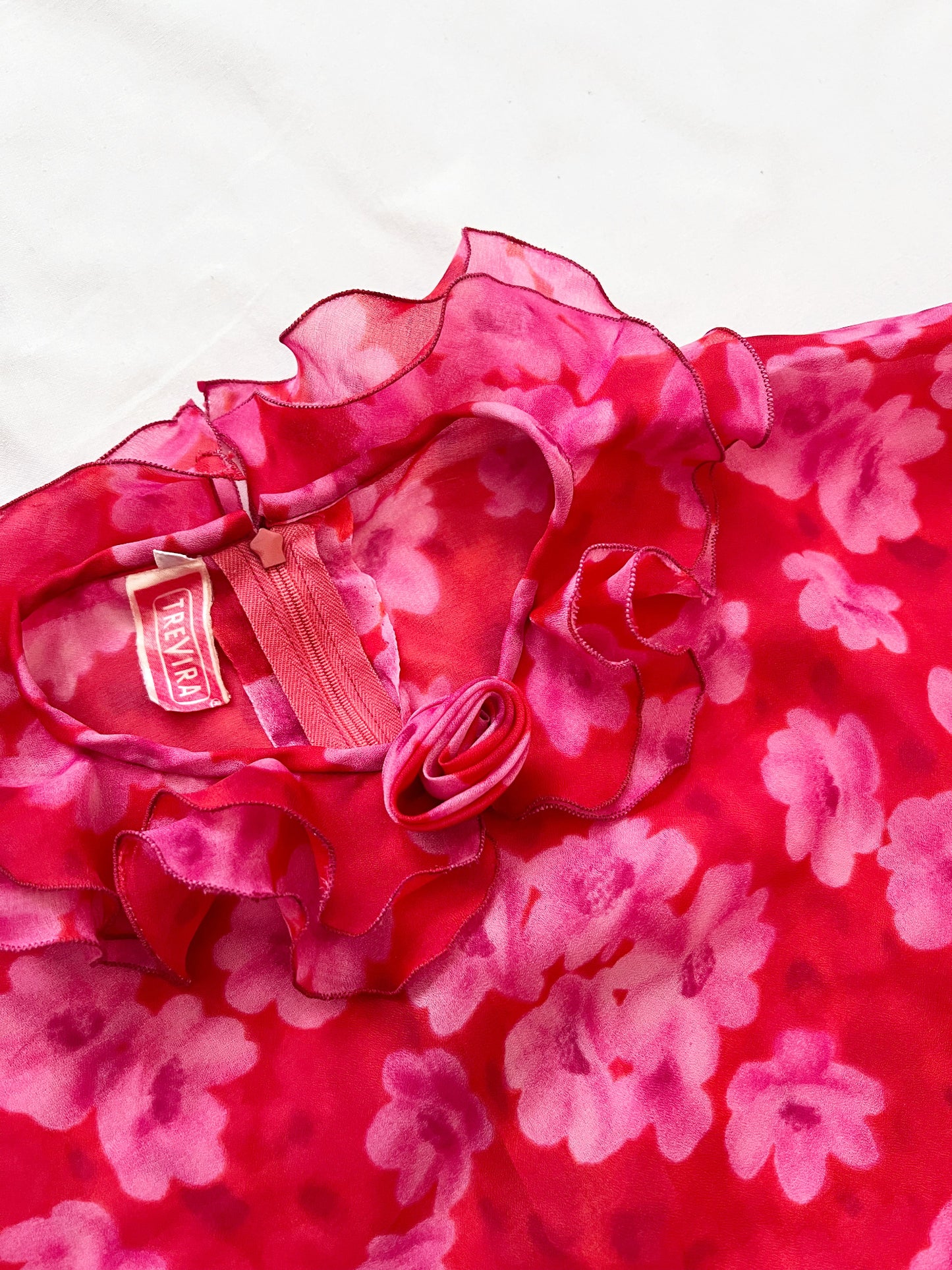Red and pink floral blouse, Size XL