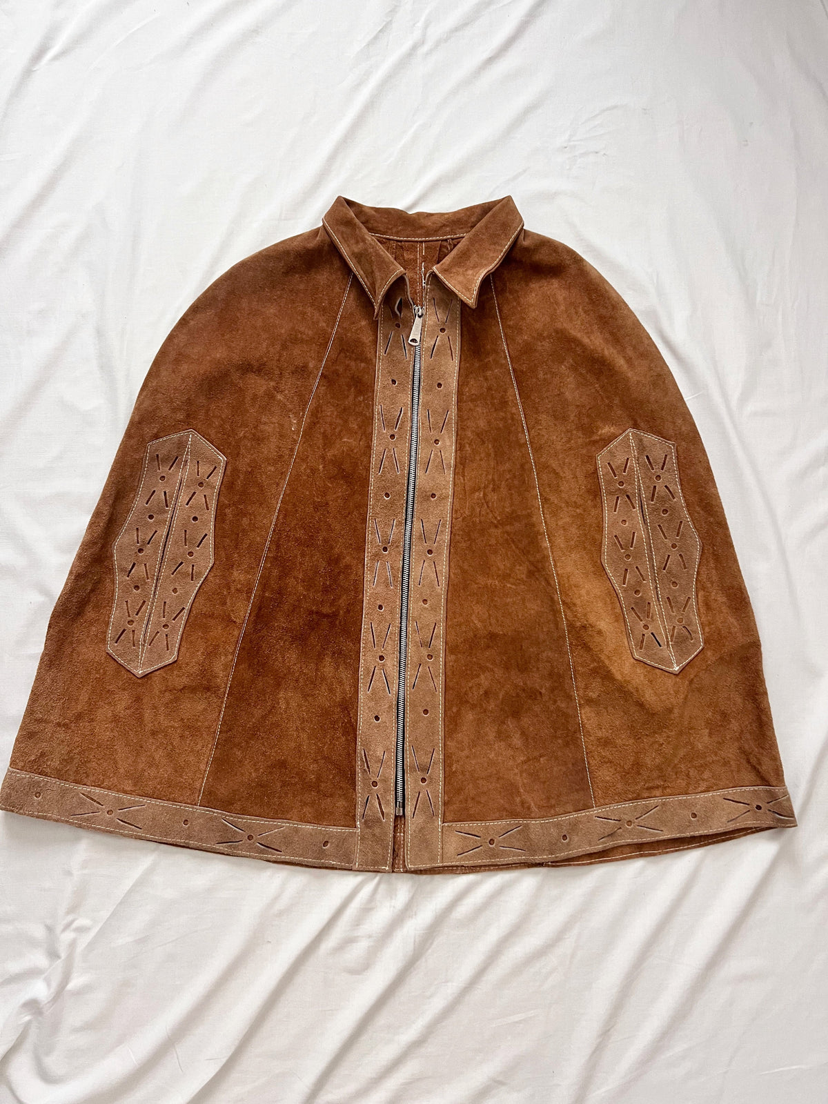 70s suede cape jacket, Size S-L