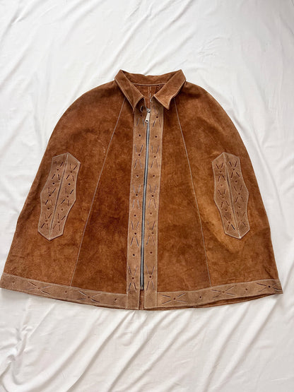 70s suede cape jacket, Size S-L