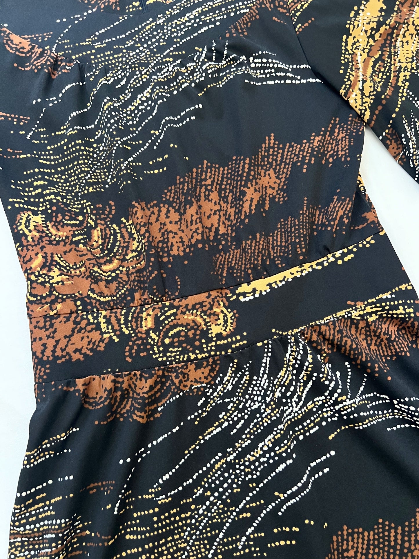 70s dark flared sleeves dress, Size S