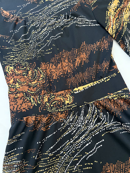 70s dark flared sleeves dress, Size S