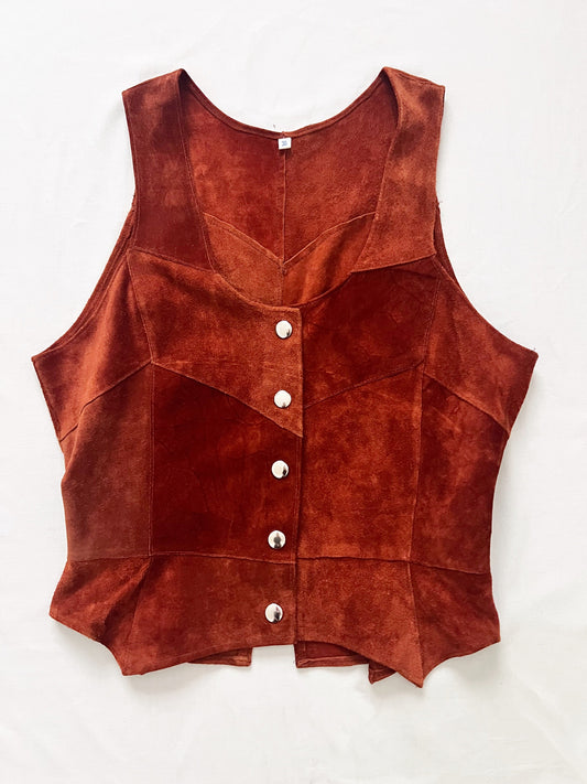 70s brown suede vest, Size XS-S