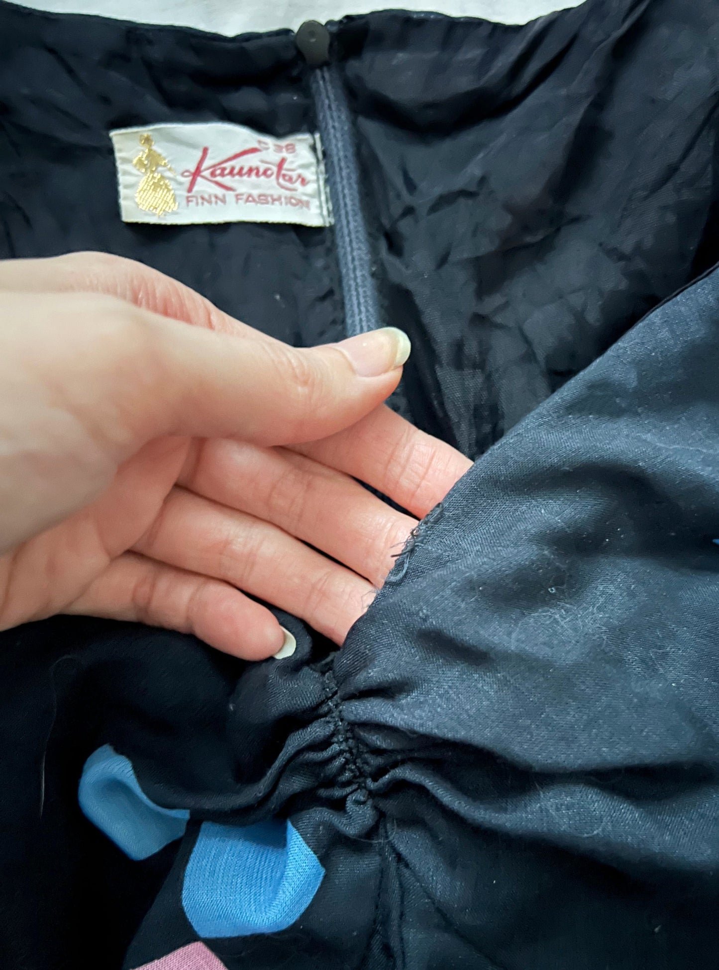 70s maxi pattern dress, Size S