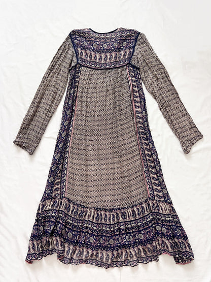 70s 100% cotton Indian gauze dress, Size S-M