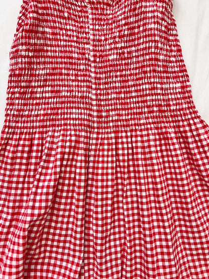 70s red and white gingham sundress, Size M