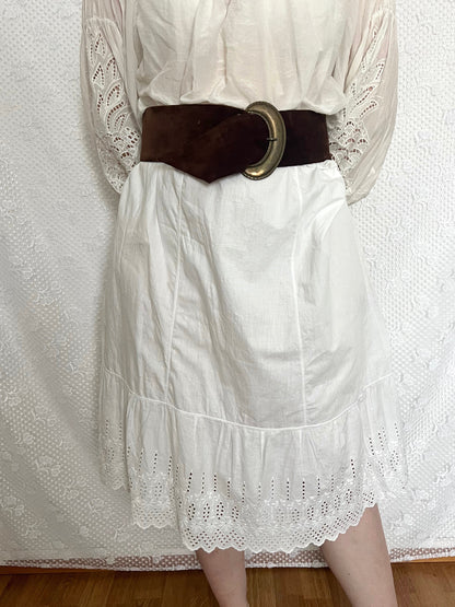 Antique white cotton midi skirt, Size S-M