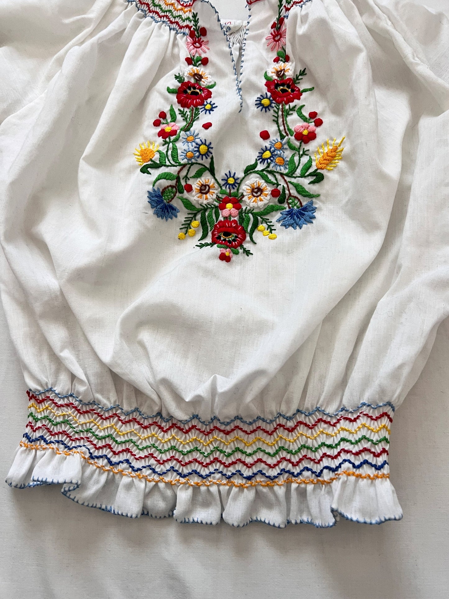 70s hungarian floral blouse, Size S