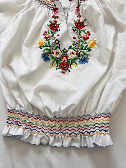 70s hungarian floral blouse, Size S