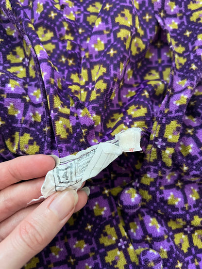 60s purple hooded mini dress, Size XS-S