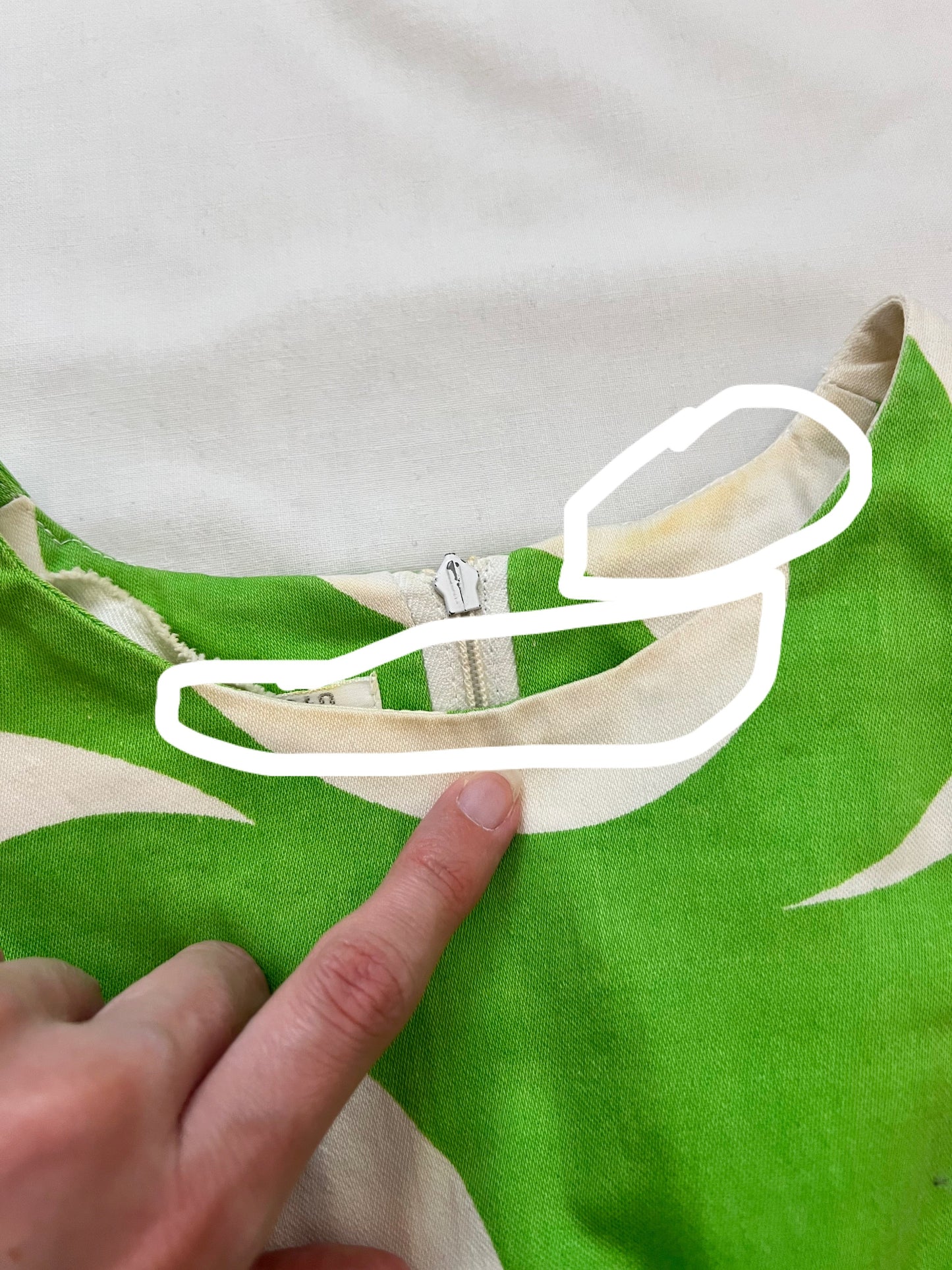 60s green & white mini dress, Size S-M
