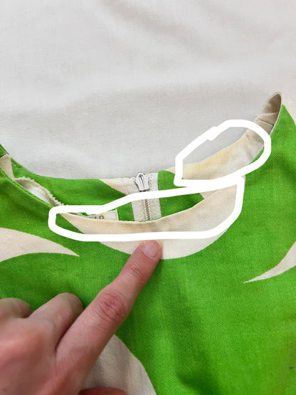 60s green & white mini dress, Size S-M