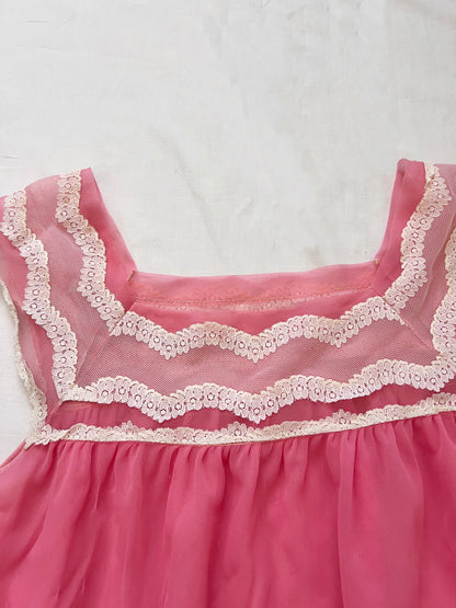 60s romantic pink peignoir set, Size L