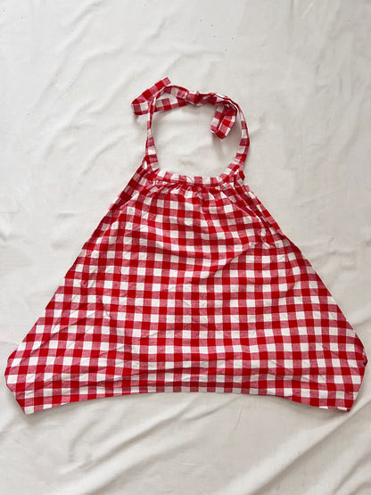 70s gingham open back halter neck and skirt set, Size S