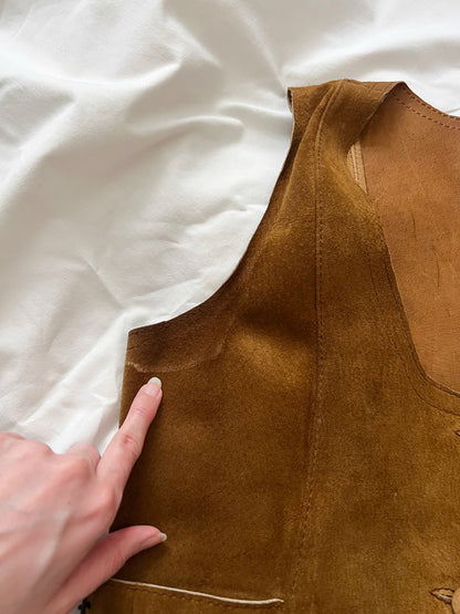 70s brown suede vest and skirt set, Size S