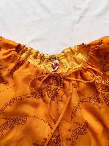 70s orange bell sleeves dress, Size XS