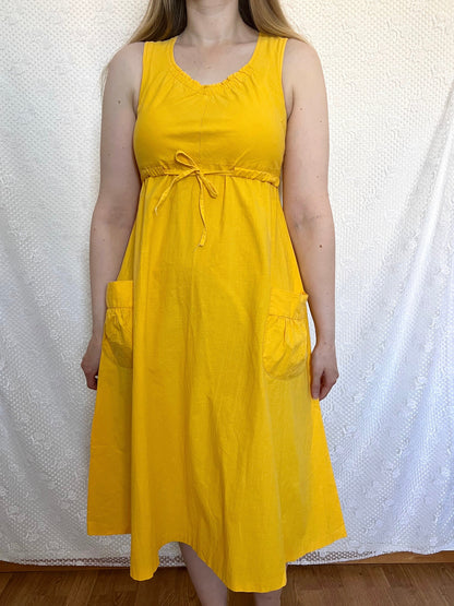 70s 100% cotton yellow sundress, Size S