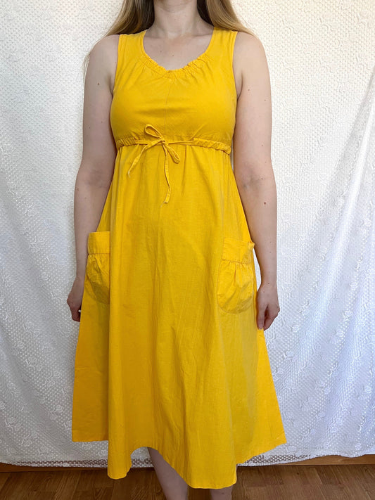 70s 100% cotton yellow sundress, Size S