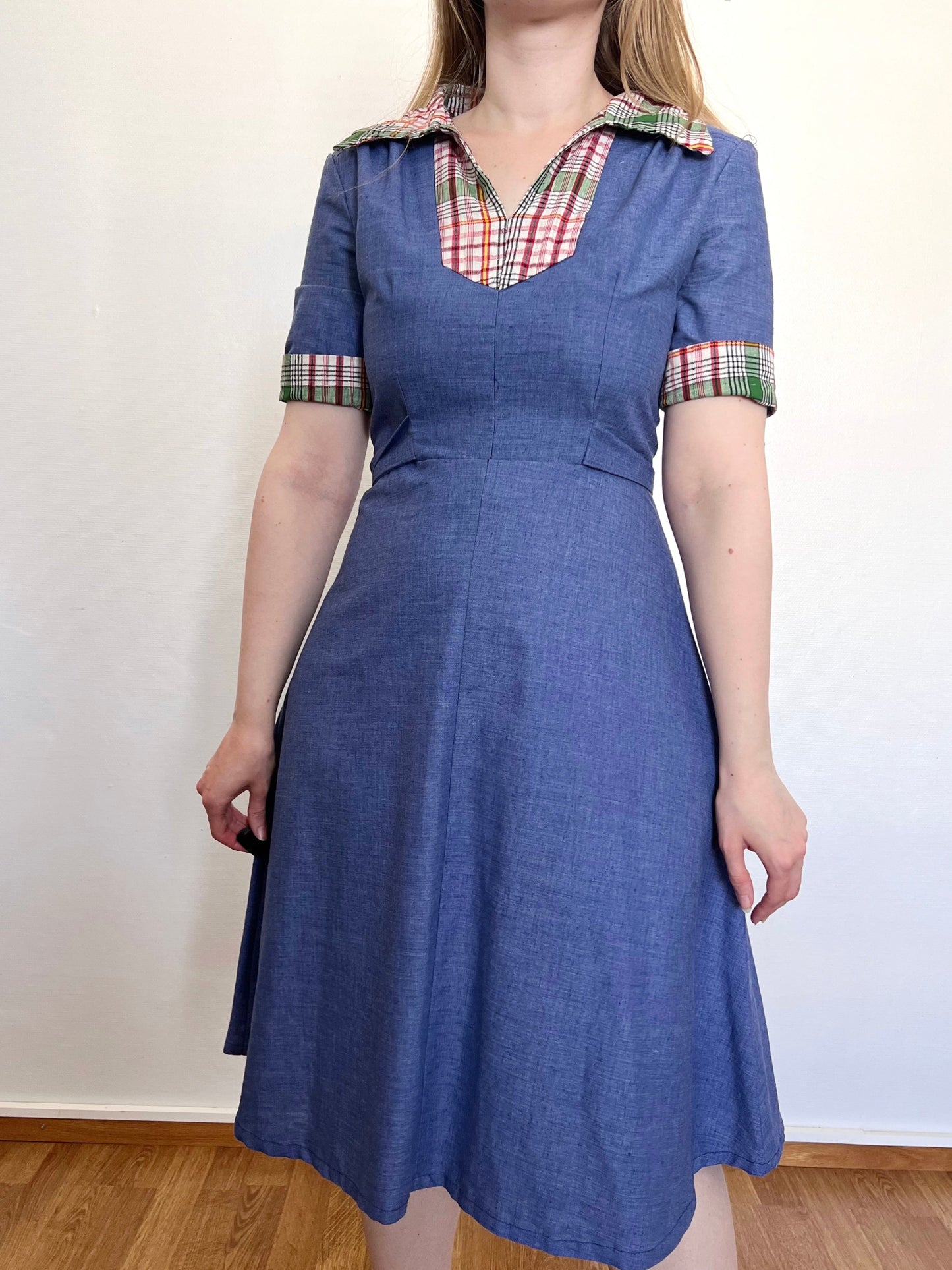 Blue and plaid dress, Size S