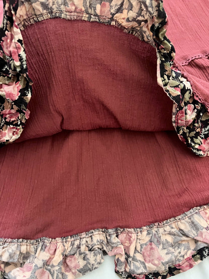 70s floral and burgandy dress, Size M