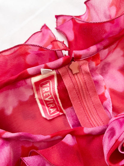 Red and pink floral blouse, Size XL