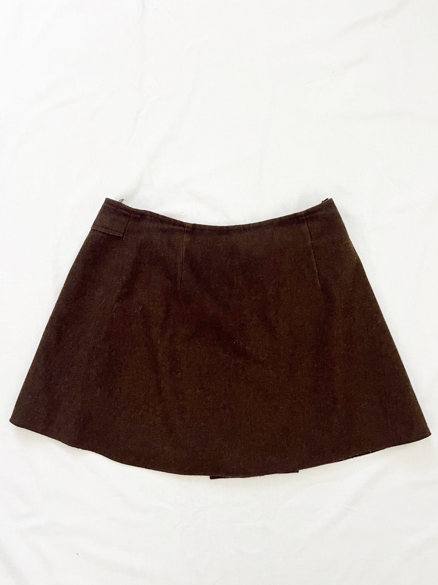 60s brown mini skirt, Size XS
