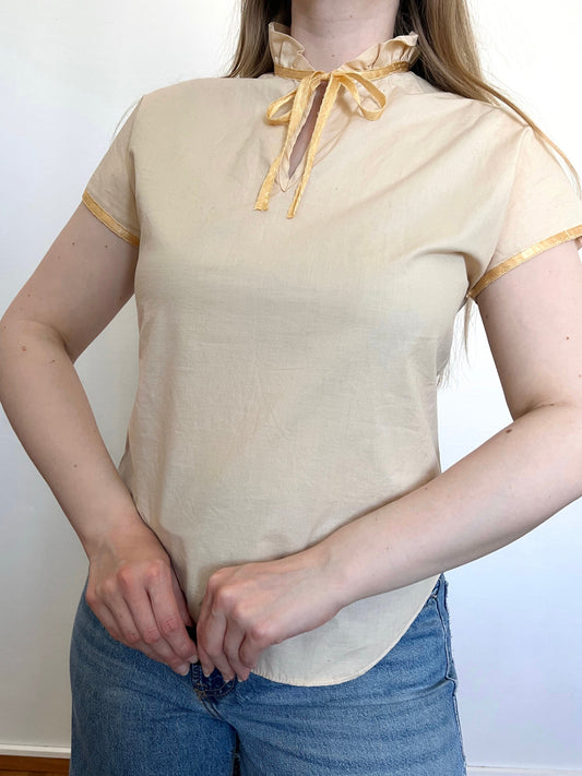 70s beige cotton t-shirt, Size S