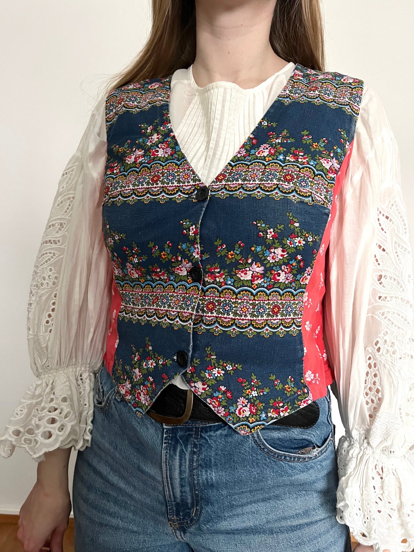 60s patchwork style vest, Size S-M
