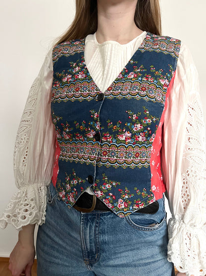 60s patchwork style vest, Size S-M