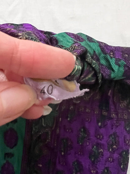 60s green and purple paisley top, Size XS