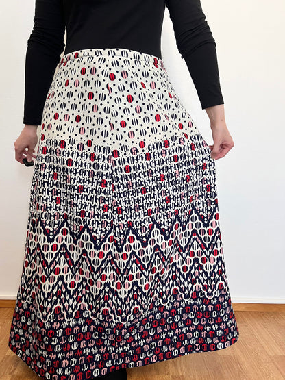 70s maxi skirt with circle pattern, Size L