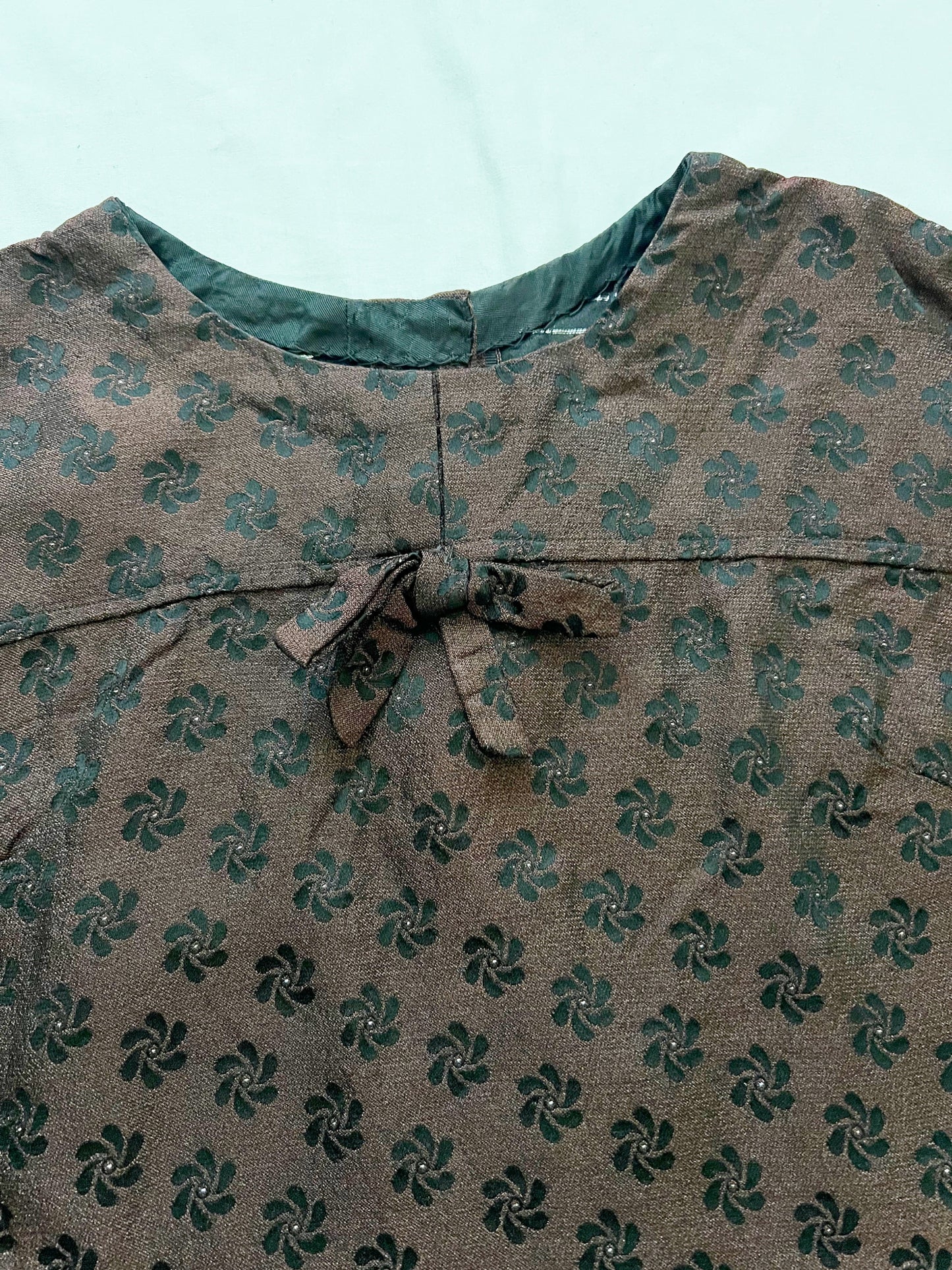 60s brown bow dress, Size M