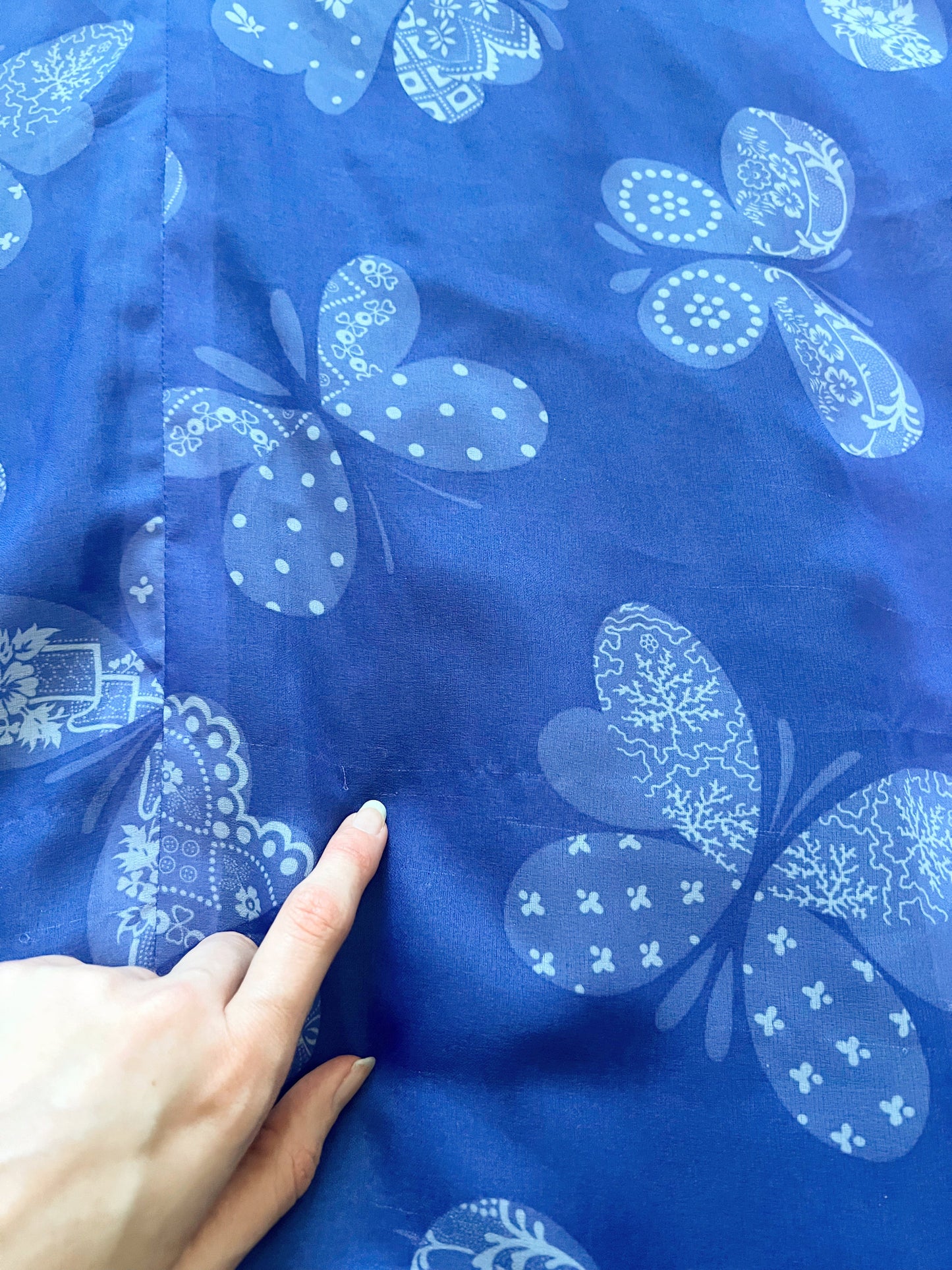 60s blue butterfly dress, Size M-L
