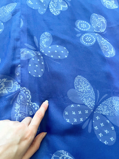 60s blue butterfly dress, Size M-L