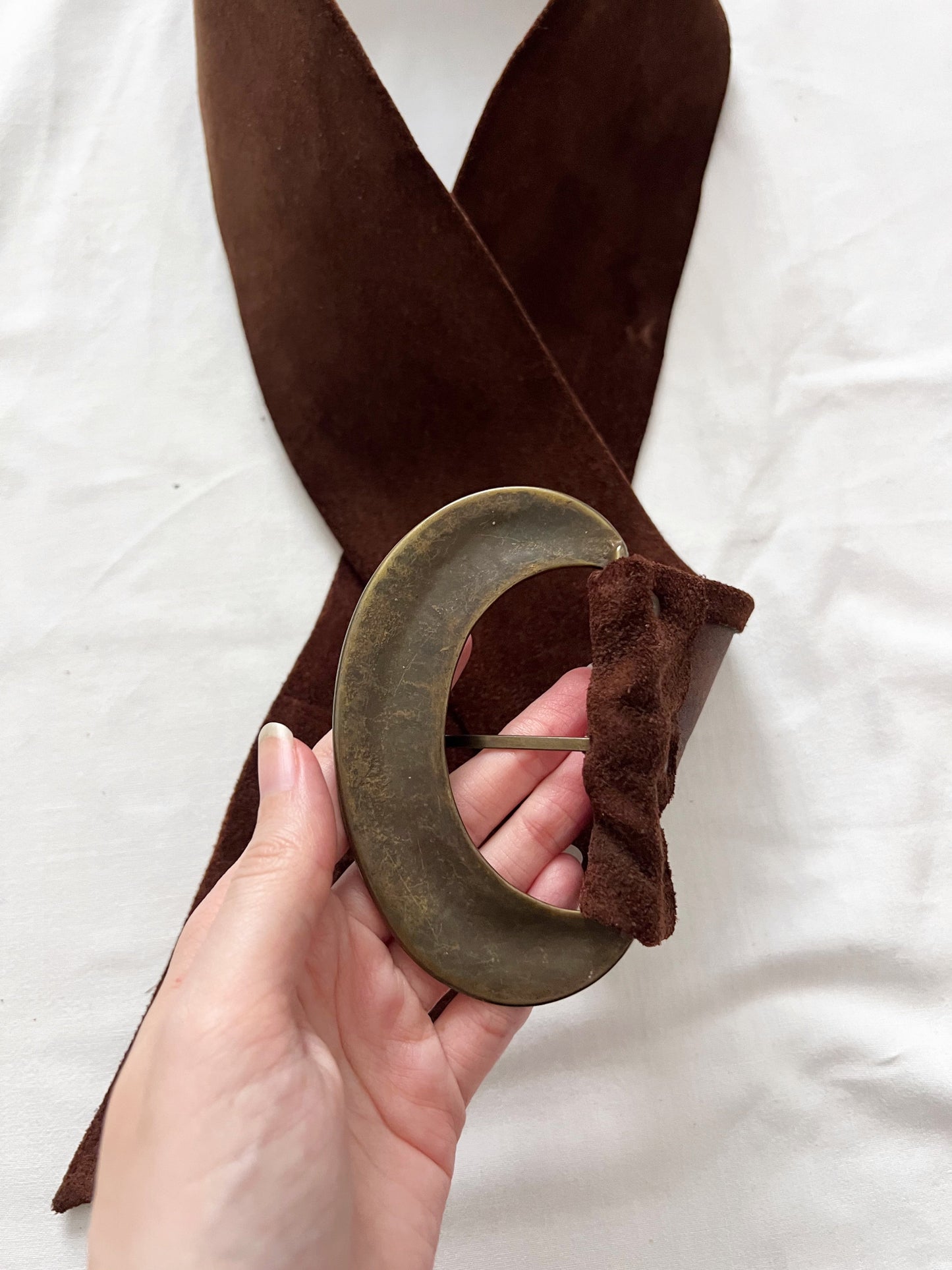 70s wide brown suede belt, Size XS-S