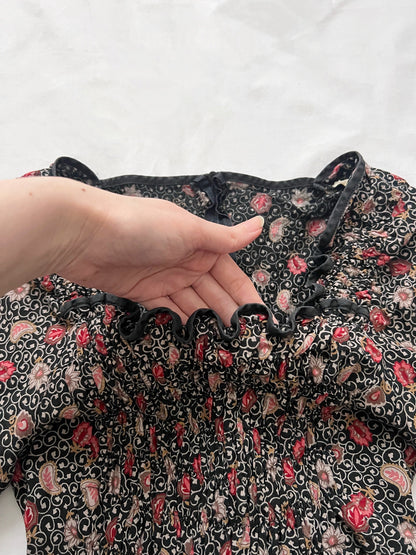 70s bohemian print dress, Size XS-S