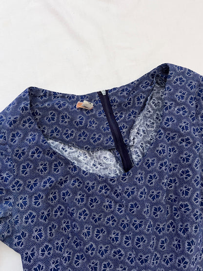 70s blue and white dress, Size XS