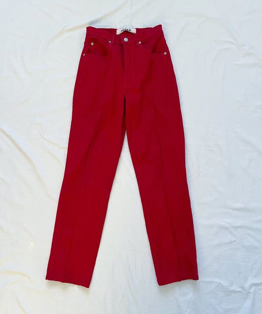 Red vintage jeans