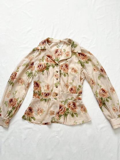 Rose peplum shirt, Size S-M