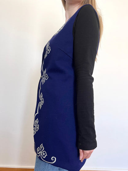 60s long blue vest, Size L