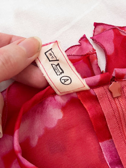 Red and pink floral blouse, Size XL