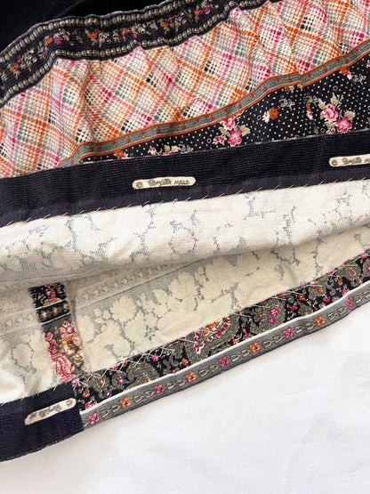 70s velvet and floral maxi skirt, Size S