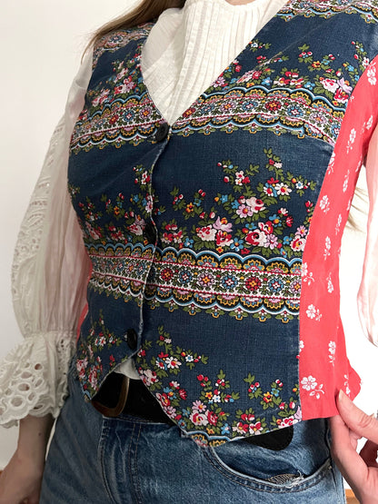 60s patchwork style vest, Size S-M
