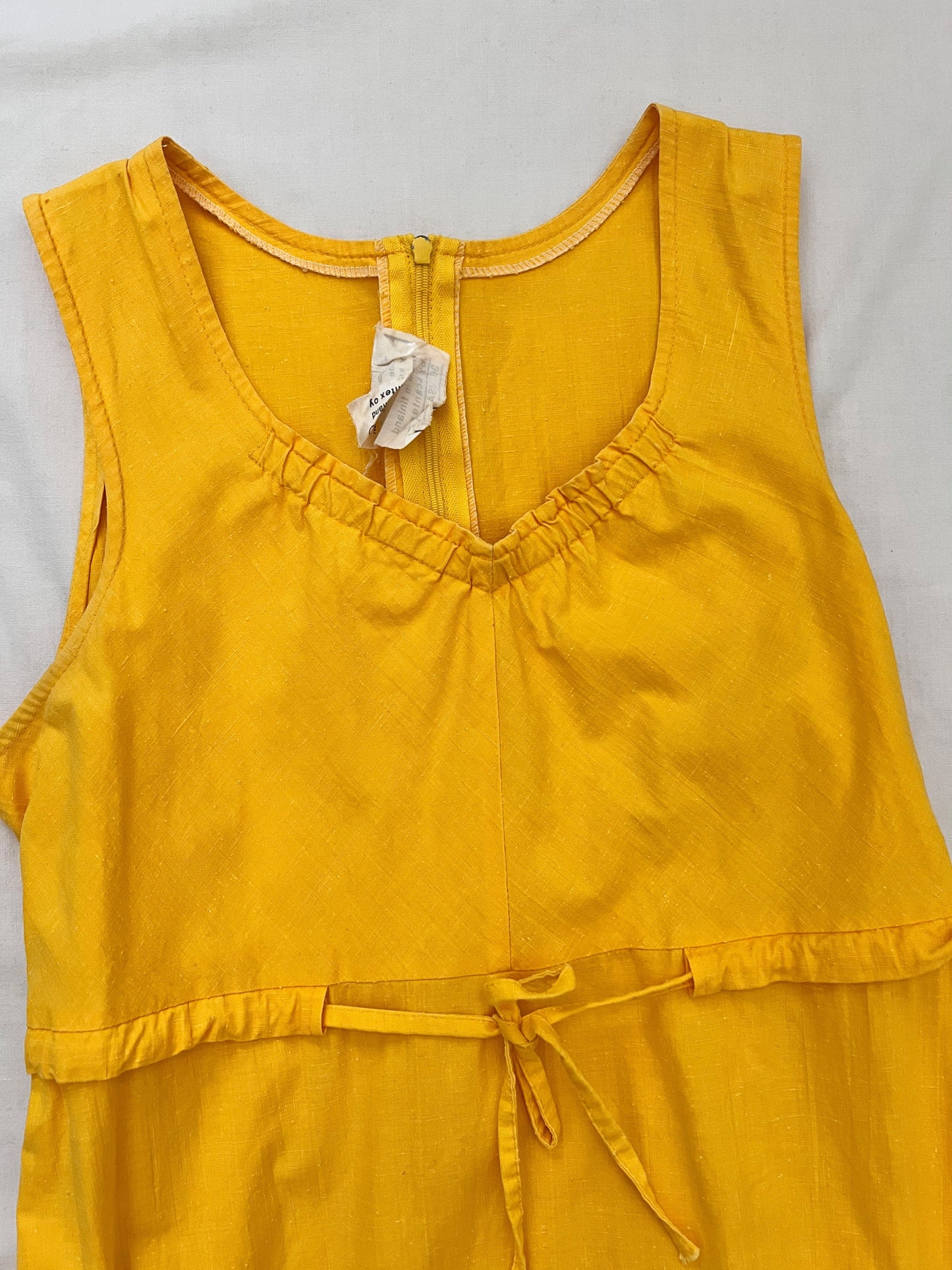 70s 100% cotton yellow sundress, Size S