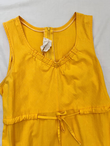70s 100% cotton yellow sundress, Size S