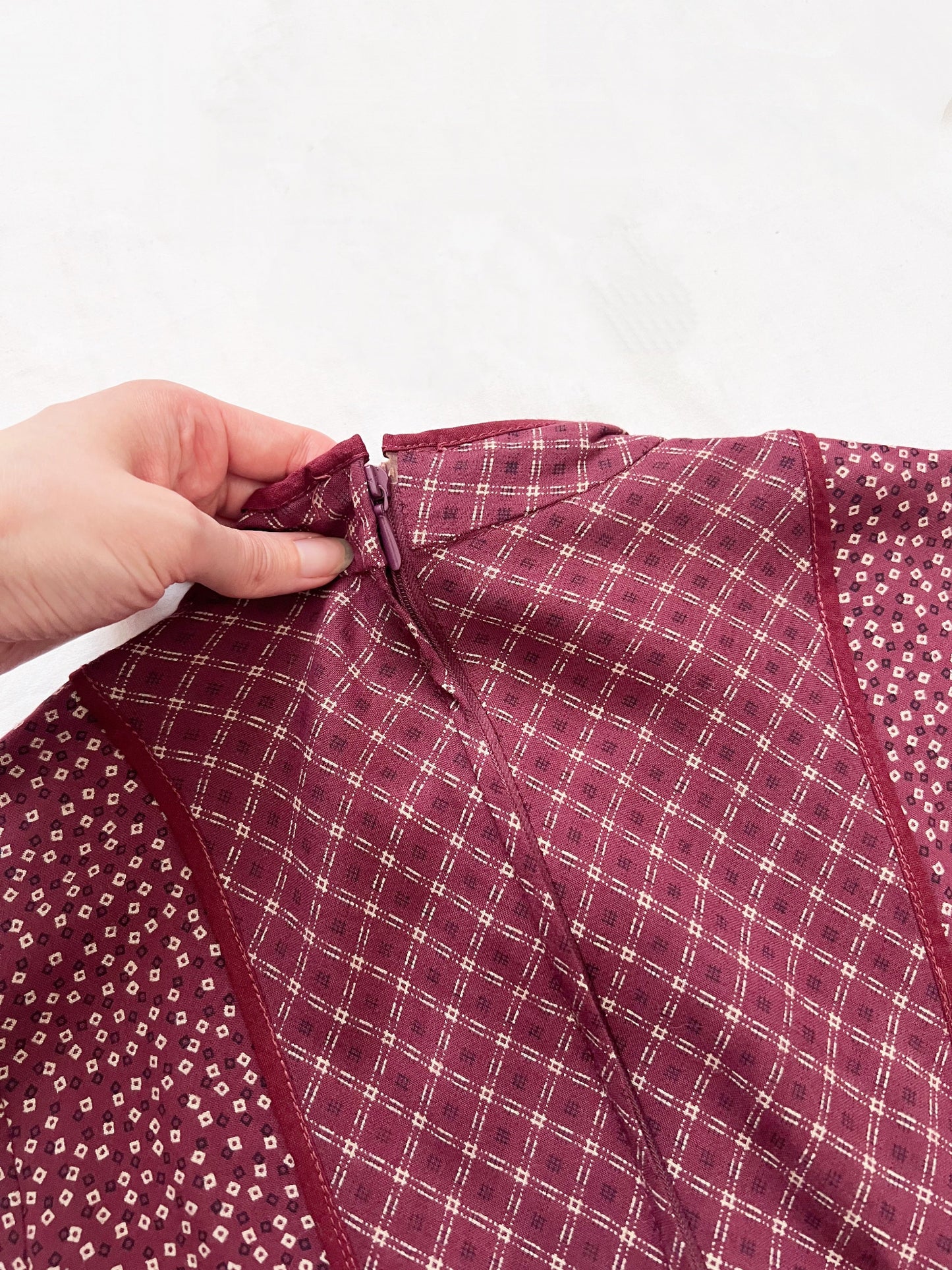 70s prairie inspired burgundy dress, Size XXS-XS