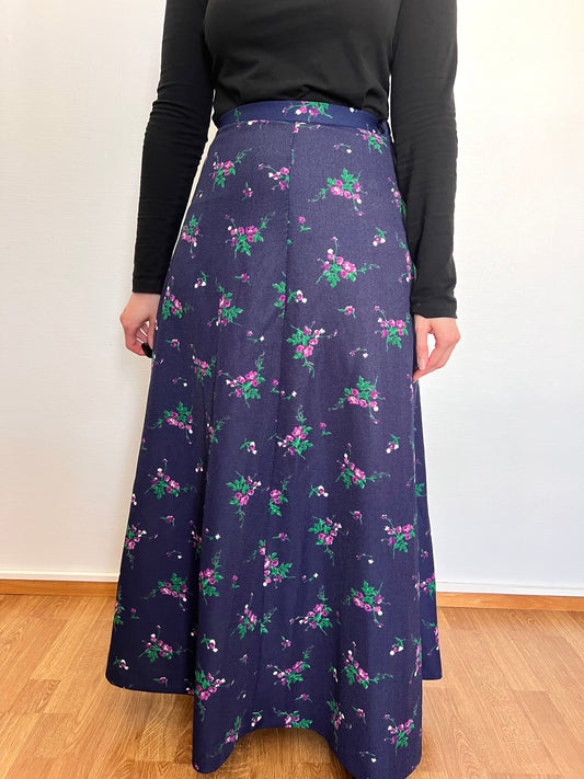 70s purple flower skirt, Size S
