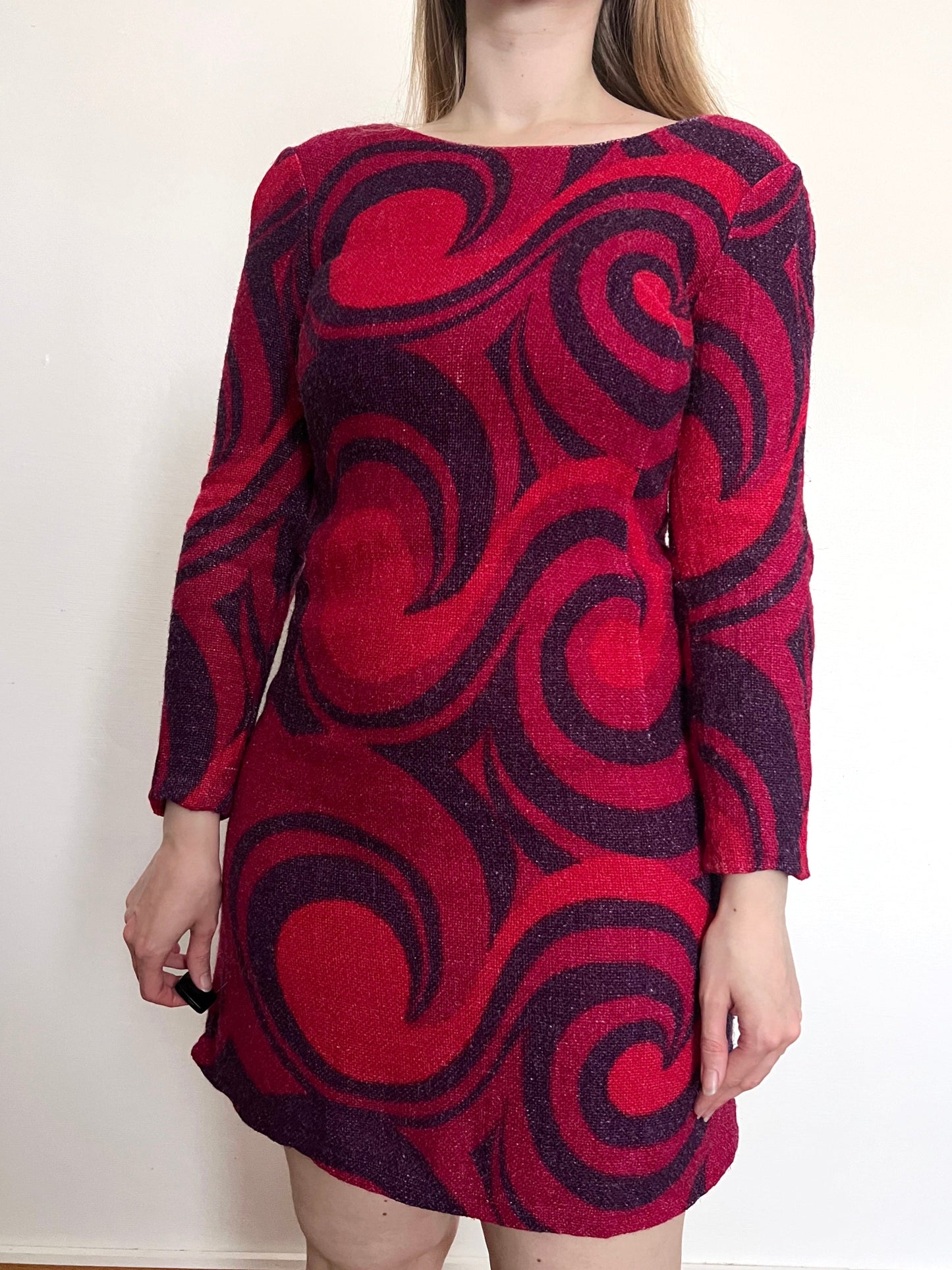 60s/70s swirl pattern mini dress, Size XS-S