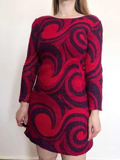 60s/70s swirl pattern mini dress, Size XS-S